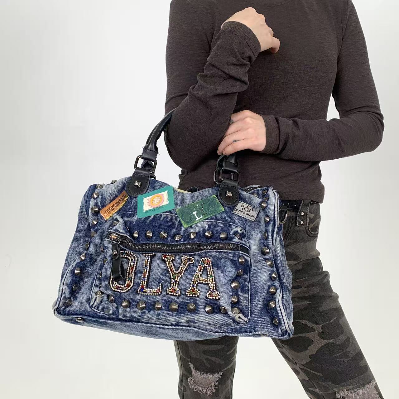 Women S Personalized Street Shoulder Bag Front Pocket Rivet Shoulder Messenger Bag синій
Women S Personalized Street Shoulder Bag Front Pocket Rivet Shoulder Messenger Bag синій