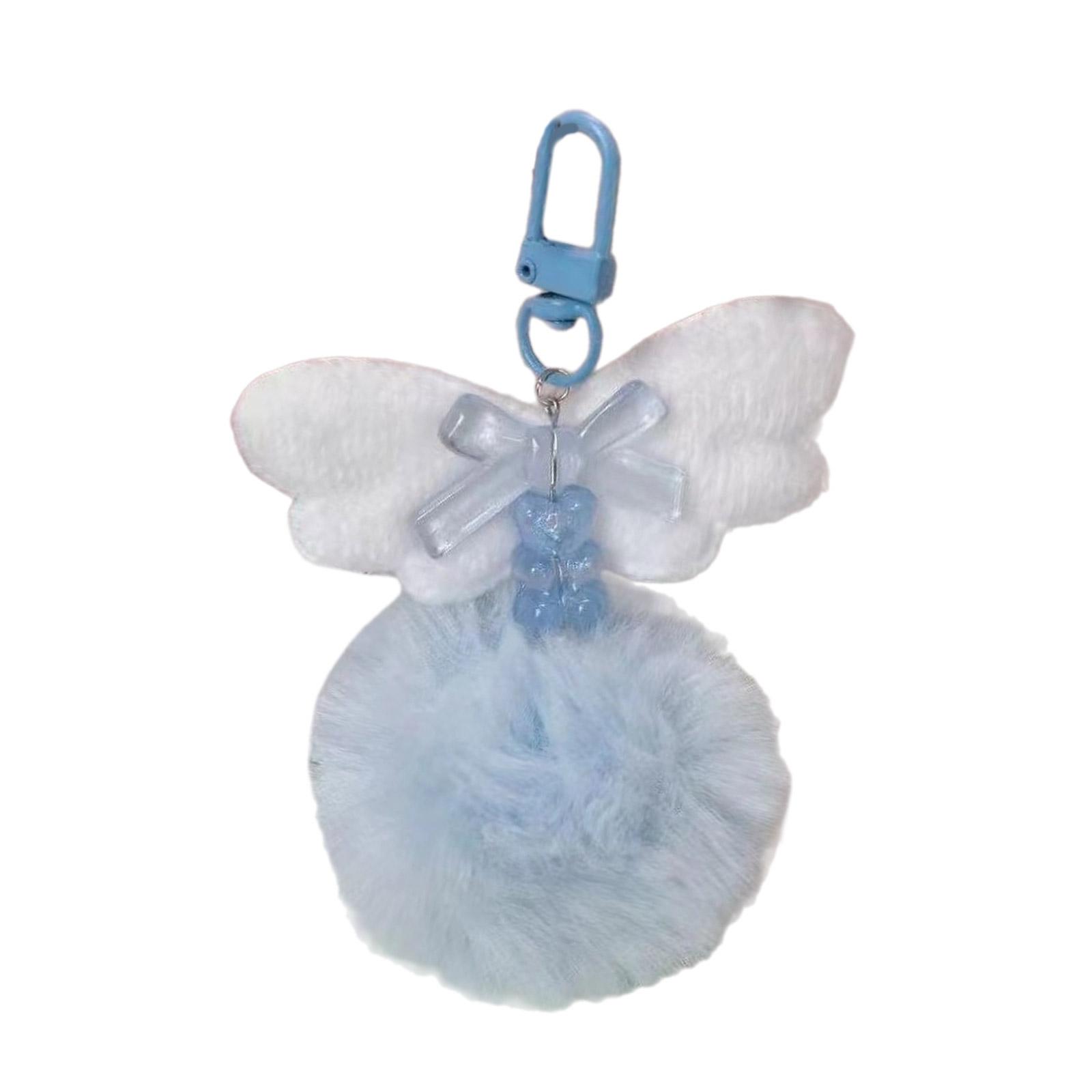 Плюшевый шнурок для телефона с крыльями, милый медведь, цепочка для телефона, брелок с бантом ручной работы, кулон на рюкзак, сумка для камеры, аксессуар синий