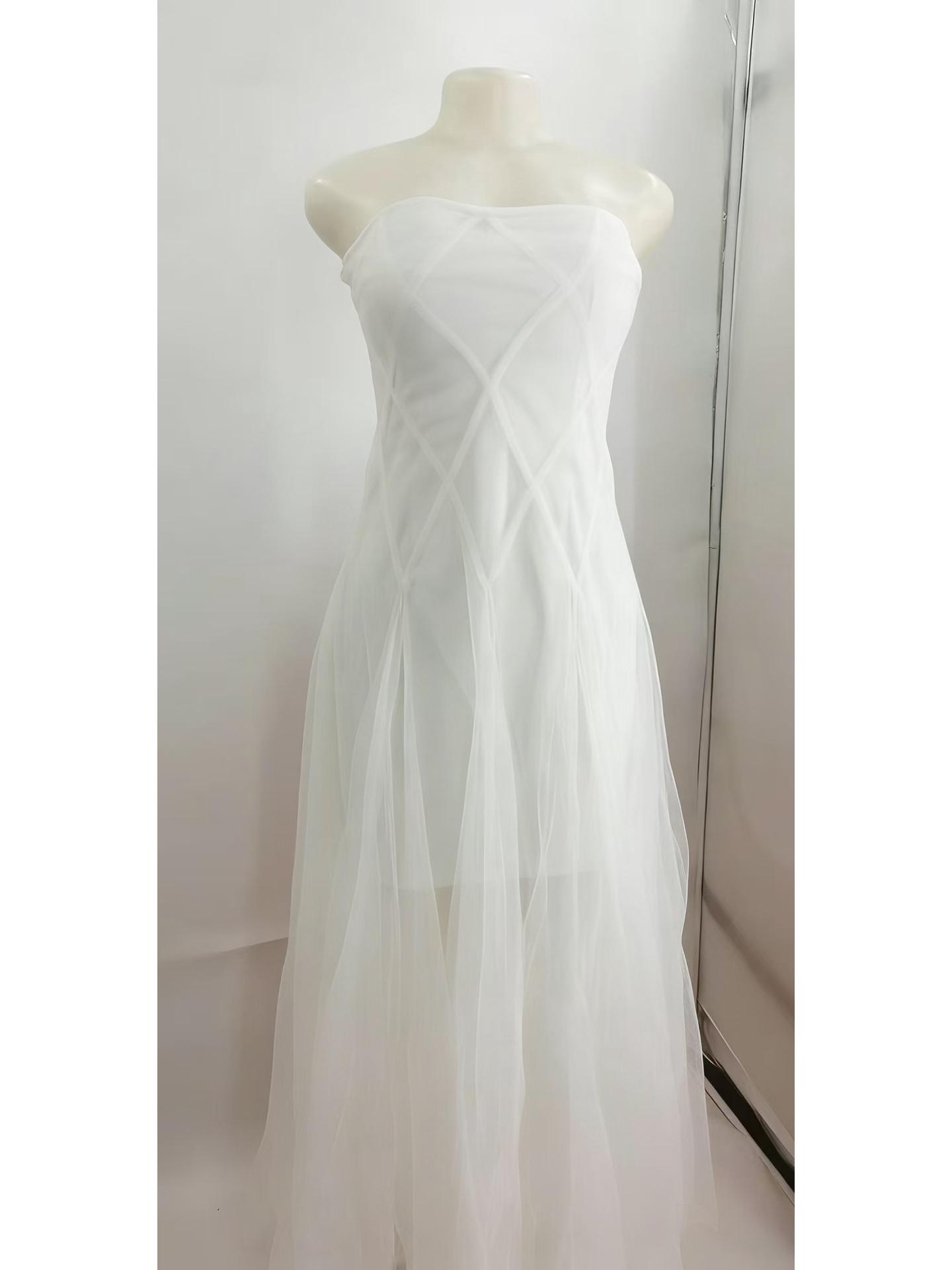 Elegant Strapless Mesh Patchwork Long Dress: French Light Luxury, High-End Formal Wear L белый
Elegant Strapless Mesh Patchwork Long Dress: French Light Luxury, High-End Formal Wear L белый