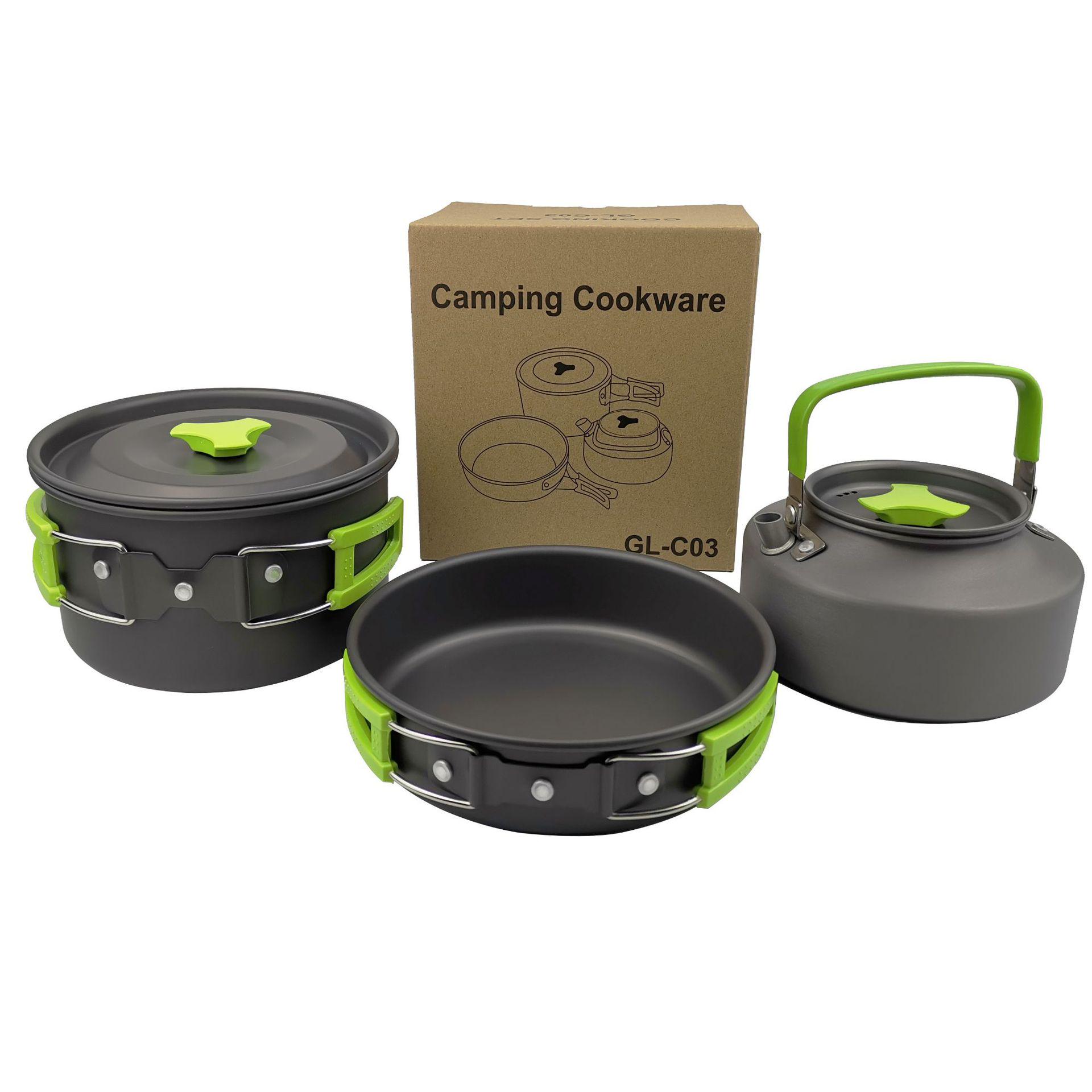 Portable Outdoor Cookware Set: Teapot, Camping Kettle, Pot - 3-Piece Set
Portable Outdoor Cookware Set: Teapot, Camping Kettle, Pot - 3-Piece Set