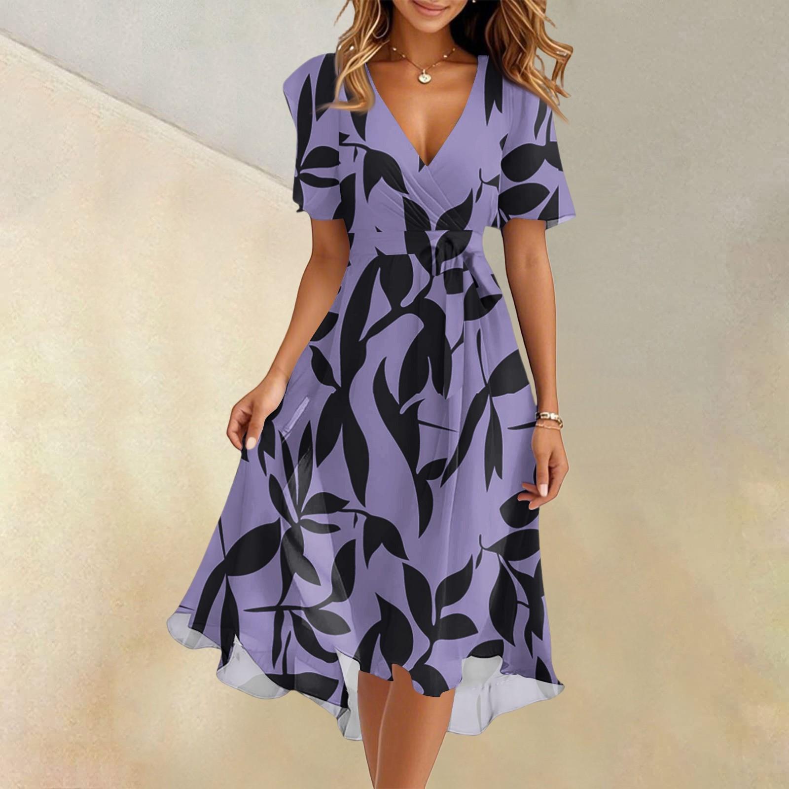 Женское летнее модное расклешенное платье с V-образным вырезом и короткими рукавами с цветочным принтом XL фиолетовый
Женское летнее модное расклешенное платье с V-образным вырезом и короткими рукавами с цветочным принтом XL фиолетовый