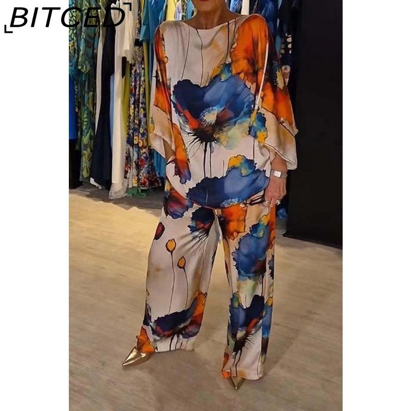 BITCED Літній та осінній міський елегантний твідовий комплект з вільним принтом на одне плече, рукавами летюча миша та довгими штанами S синій
BITCED Літній та осінній міський елегантний твідовий комплект з вільним принтом на одне плече, рукавами летюча миша та довгими штанами S синій