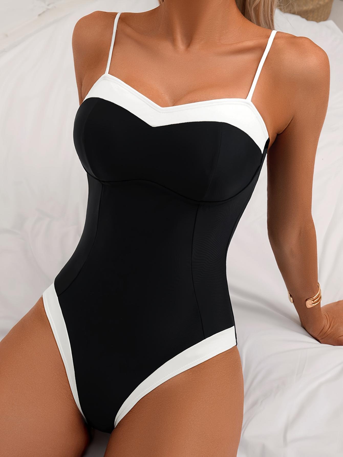 Женский слитный купальник - Черно-белый контрастный блок цвета, Тонкие бретели, Дизайн без спинки, Летняя пляжная одежда, Модная пляжная одежда XXL чёрный
Женский слитный купальник - Черно-белый контрастный блок цвета, Тонкие бретели, Дизайн без спинки, Летняя пляжная одежда, Модная пляжная одежда XXL чёрный