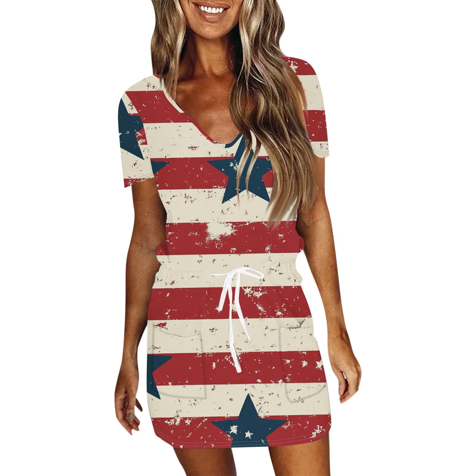 Женские повседневные платья с V-образным вырезом, коротким рукавом, завязками и принтом «День независимости» XL
Женские повседневные платья с V-образным вырезом, коротким рукавом, завязками и принтом «День независимости» XL