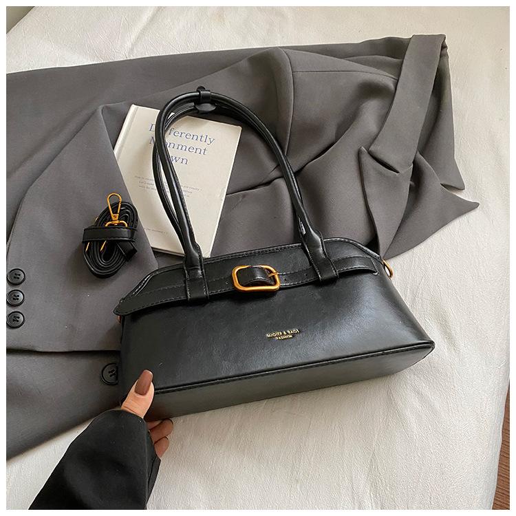 Сумка подмышку в стиле ретро, Сумка-ракушка большой вместимости, Сумка для боулинга, Простая одноплечевая сумка для поездок на работу without pendant чёрный