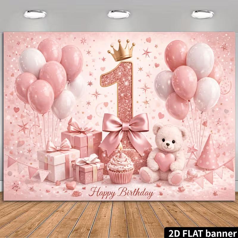 2D 1st Birthday Party Backdrop Rose Gold Balloons and Sparkles Photo Background 47.2x31.5inch/120*80cm
2D 1st Birthday Party Backdrop Rose Gold Balloons and Sparkles Photo Background 47.2x31.5inch/120*80cm