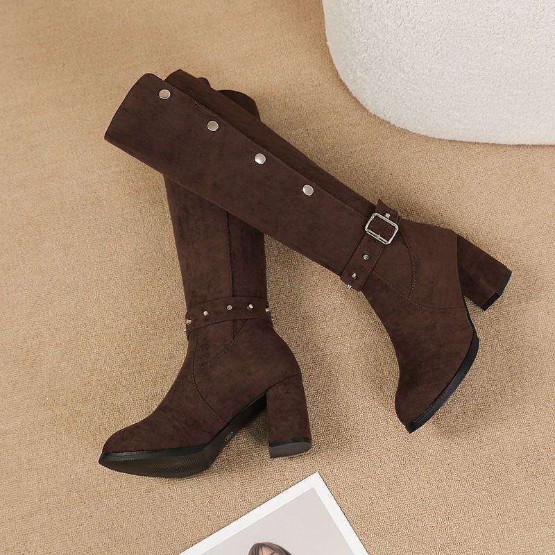 Belt Buckle Pointed Toe High Heel Knight Boots for Women Fall/Winter 2026 New Suede Studded Block Heel No Knee Boots 41
Belt Buckle Pointed Toe High Heel Knight Boots for Women Fall/Winter 2026 New Suede Studded Block Heel No Knee Boots 41