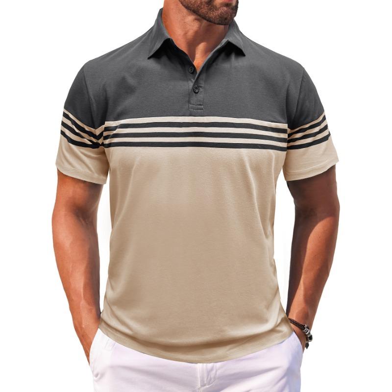 Summer Men Color Block Striped Polo Shirt Short Sleeve Casual Top S сірий
Summer Men Color Block Striped Polo Shirt Short Sleeve Casual Top S сірий