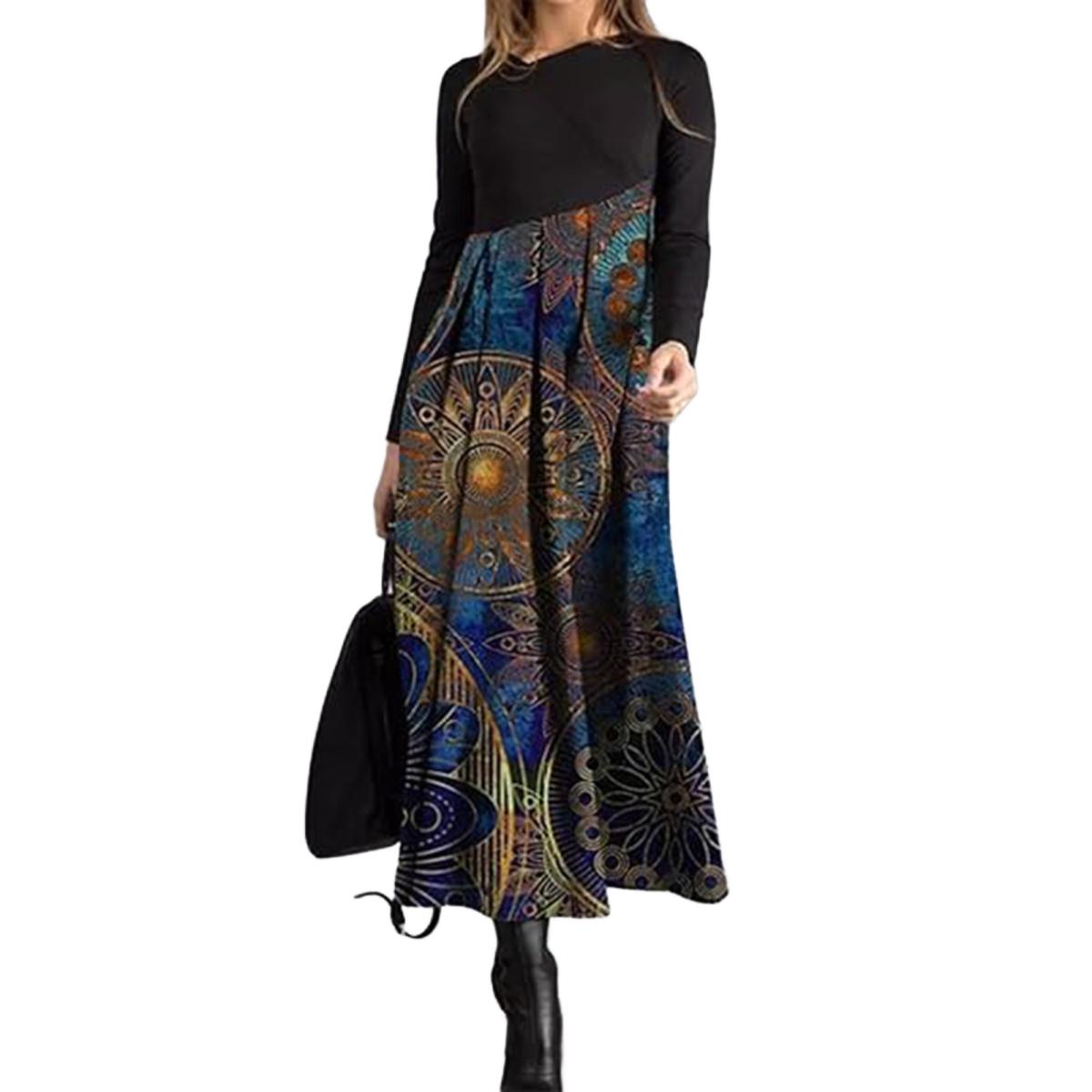 Женское платье Yousheng с косым вырезом, лоскутным подолом, цветным принтом, плиссированными длинными рукавами, свободное макси-платье в стиле бохо XXXL C
Женское платье Yousheng с косым вырезом, лоскутным подолом, цветным принтом, плиссированными длинными рукавами, свободное макси-платье в стиле бохо XXXL C