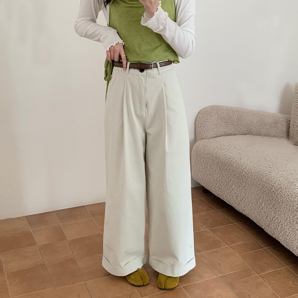 Women s Korean High Waist Wide-Leg Pants - Solid Color, Rolled Hem, Casual Spring/Summer Fashion, Loose Straight Leg. S
Women s Korean High Waist Wide-Leg Pants - Solid Color, Rolled Hem, Casual Spring/Summer Fashion, Loose Straight Leg. S