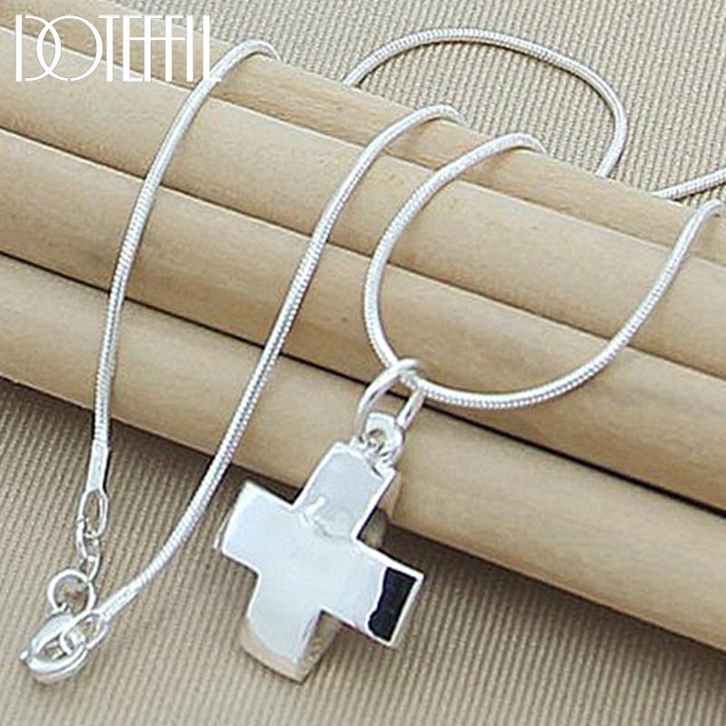 DOTEFFIL 925 Silver Cross Pendant Necklace 16-30 Inch Snake Chain For Women Man Wedding Engagement Party Jewelry 75cm
DOTEFFIL 925 Silver Cross Pendant Necklace 16-30 Inch Snake Chain For Women Man Wedding Engagement Party Jewelry 75cm