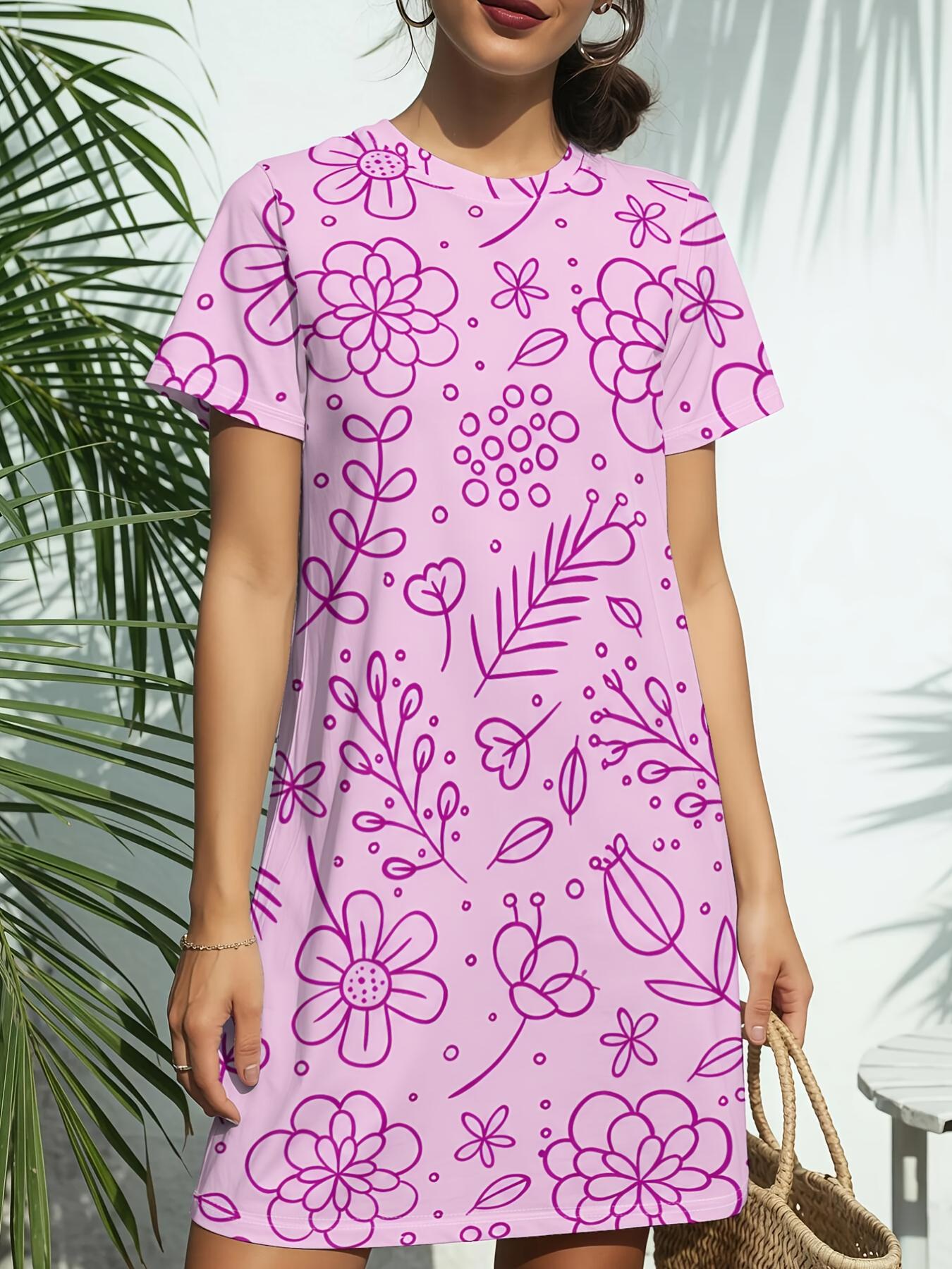Light Purple Floral New Women S Round Neck Short Sleeve T-Shirt Dress. American Style Trend Digital Printing. Casual And Versatile for Spring And Summ 5XL дубильна кора
Light Purple Floral New Women S Round Neck Short Sleeve T-Shirt Dress. American Style Trend Digital Printing. Casual And Versatile for Spring And Summ 5XL дубильна кора