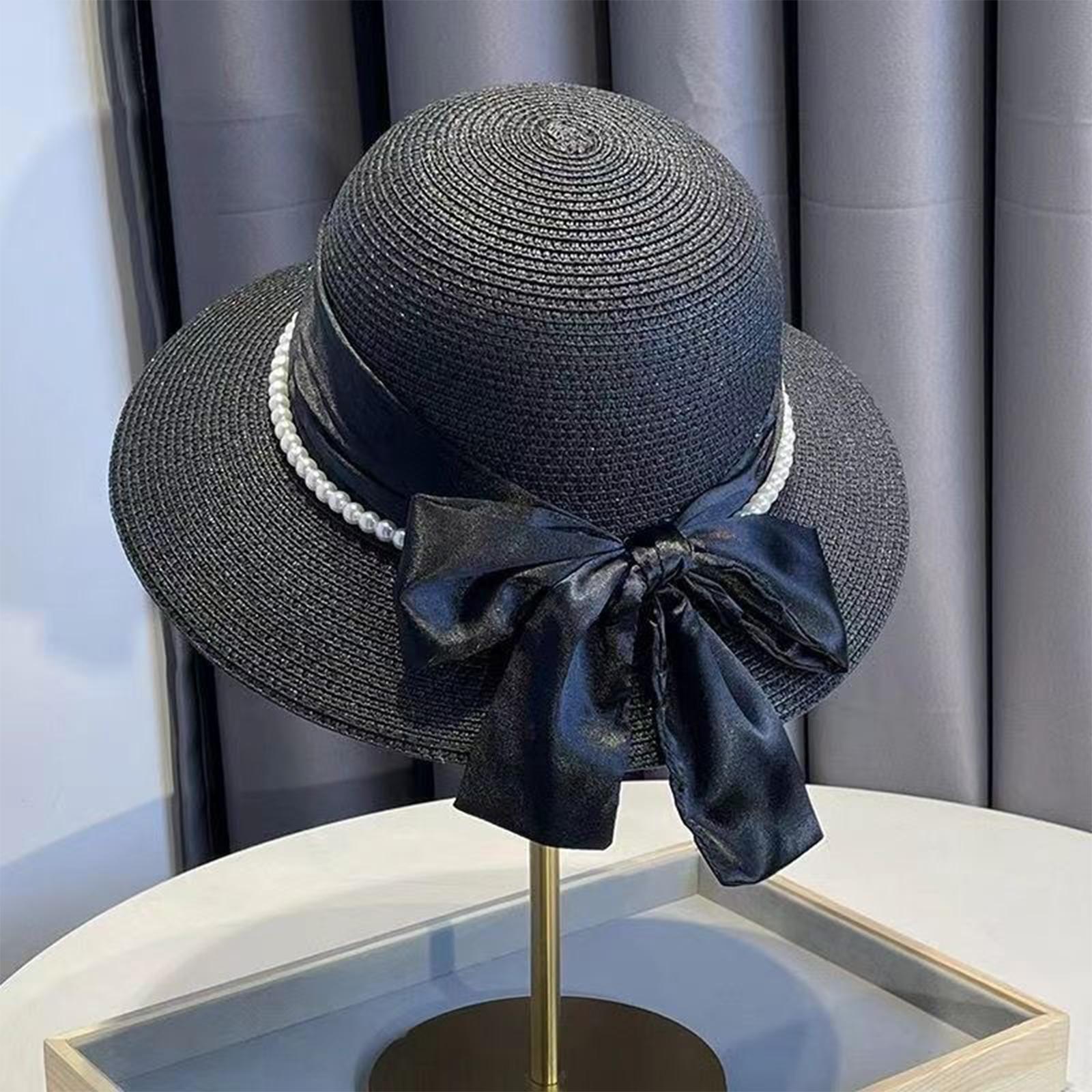 Women s Elegant French Style Straw Hat with Satin Ribbon Bow and Pearl Decoration Dome Shape Wide Brim Beach Sun Hat One Size чёрный
Women s Elegant French Style Straw Hat with Satin Ribbon Bow and Pearl Decoration Dome Shape Wide Brim Beach Sun Hat One Size чёрный