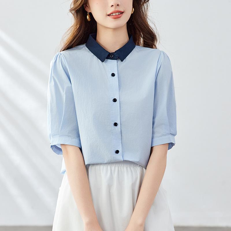 Blue Small Square Collar Shirt for Women Short-sleeved Summer New Casual Top Pure Cotton Women s Shirt M
Blue Small Square Collar Shirt for Women Short-sleeved Summer New Casual Top Pure Cotton Women s Shirt M