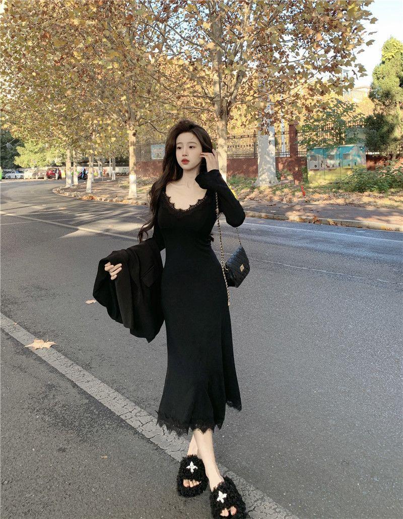 French black lace splicing dress children s autumn and winter new temperament waist hip fish tail dress S чёрный
French black lace splicing dress children s autumn and winter new temperament waist hip fish tail dress S чёрный