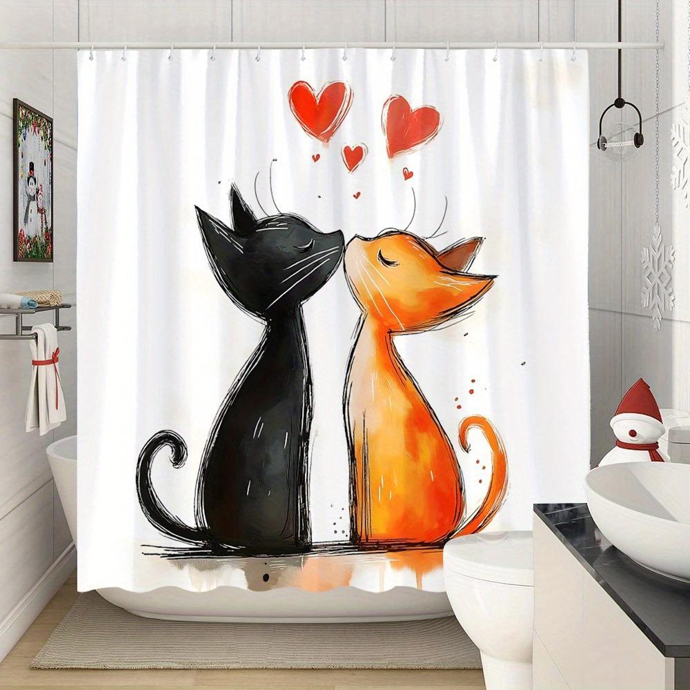 Simple Cat Love Heart Shower Curtain Washable Dirt-Resistant Shower Head Waterproof Polyester Bath Curtain For Home Decor W60H190(CM)-1 Pcs
Simple Cat Love Heart Shower Curtain Washable Dirt-Resistant Shower Head Waterproof Polyester Bath Curtain For Home Decor W60H190(CM)-1 Pcs