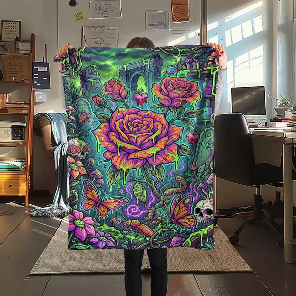 Corrosive Acid Skull and Rose Print Flannel Blanket,High quality Comfortable for All Seasons,Home Decor,Warmth and Comfort,Perfect for Christmas Gifts 80cm x 120cm
Corrosive Acid Skull and Rose Print Flannel Blanket,High quality Comfortable for All Seasons,Home Decor,Warmth and Comfort,Perfect for Christmas Gifts 80cm x 120cm