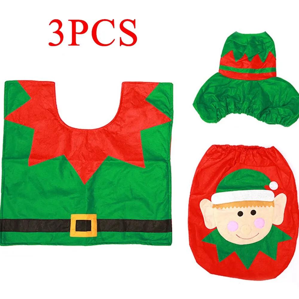 3 шт. Рождественские аксессуары для ванной комнаты, принадлежности, украшение для туалета, рождественское украшение для туалета и ванной комнаты, мультяшная крышка для сиденья унитаза 50x65cm
3 шт. Рождественские аксессуары для ванной комнаты, принадлежности, украшение для туалета, рождественское украшение для туалета и ванной комнаты, мультяшная крышка для сиденья унитаза 50x65cm