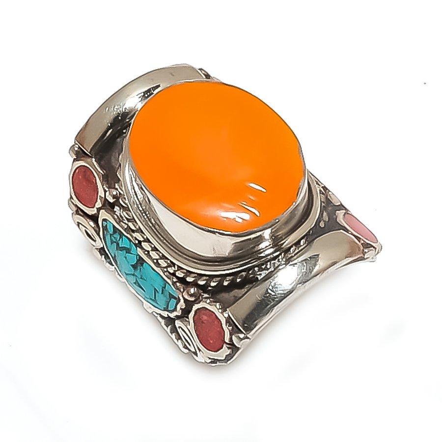 Натуральный желтый коралл, бирюза серебро 925 пробы ювелирное кольцо размер 9.5 k1Q43
Натуральный желтый коралл, бирюза серебро 925 пробы ювелирное кольцо размер 9.5 k1Q43