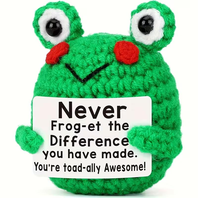 Mini Positive Energy Frog Handmade Crochet Ornament with Inspirational Card Gift for Farewell or Birthday Christmas Decoration
Mini Positive Energy Frog Handmade Crochet Ornament with Inspirational Card Gift for Farewell or Birthday Christmas Decoration