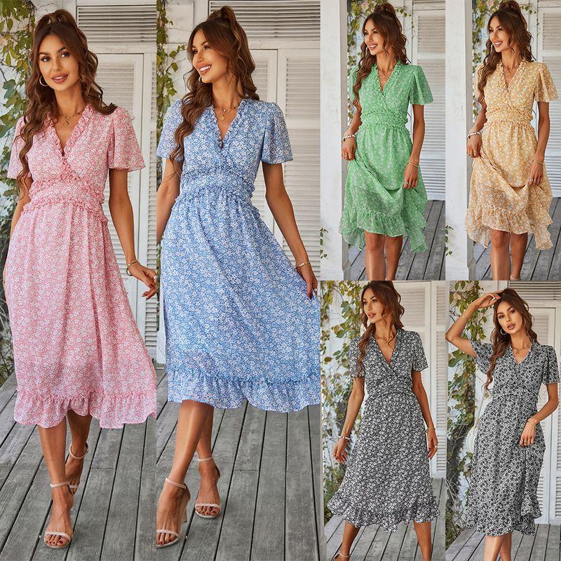 Casual Resort Style V-Neck Short Sleeve Dressv Collar Short Sleeve Dress Women Green L
Casual Resort Style V-Neck Short Sleeve Dressv Collar Short Sleeve Dress Women Green L