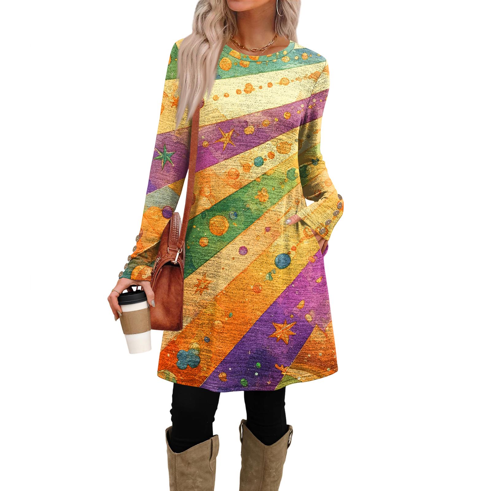 Женское модное повседневное платье с карманами, декоративными пуговицами, карнавальными принтами, круглым вырезом и длинными рукавами XL жёлтый
Женское модное повседневное платье с карманами, декоративными пуговицами, карнавальными принтами, круглым вырезом и длинными рукавами XL жёлтый