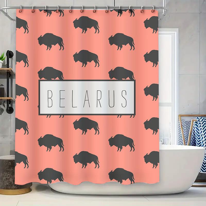 Country Shower Curtain Belarus Print Coral Pink Buffalo Animal Bath Mat Decorative Water Proof Home Decoration W60H190(CM)-1 Pcs
Country Shower Curtain Belarus Print Coral Pink Buffalo Animal Bath Mat Decorative Water Proof Home Decoration W60H190(CM)-1 Pcs
