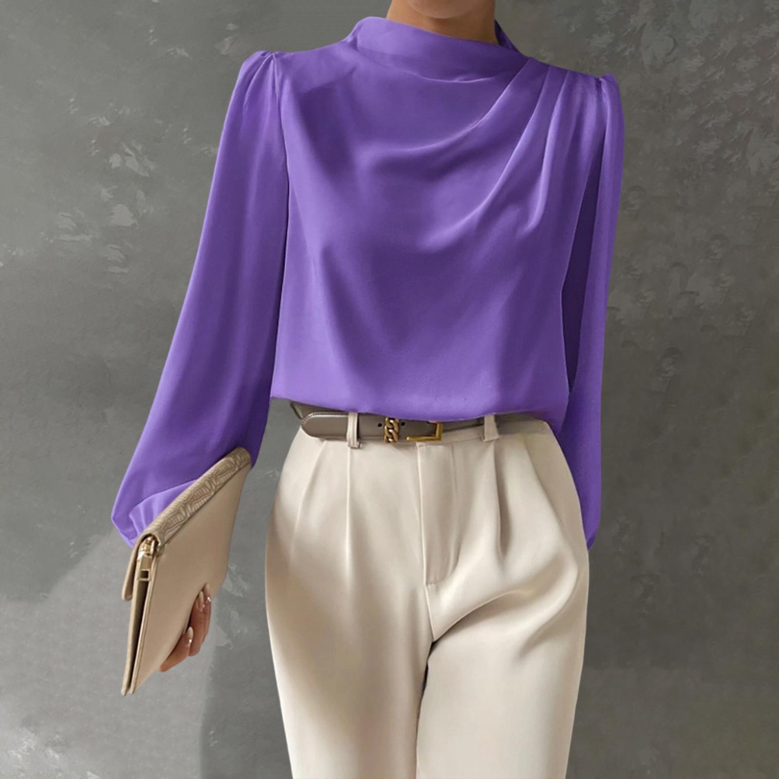 Жіноча кольорова атласна елегантна блуза з довгим рукавом M фіолетовий
Жіноча кольорова атласна елегантна блуза з довгим рукавом M фіолетовий