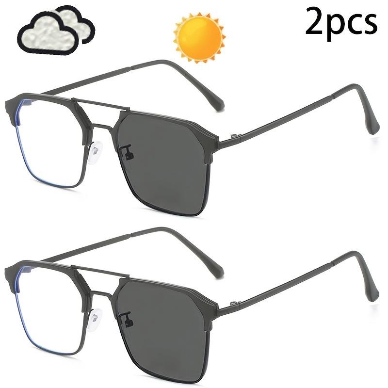 2pcs Fashion Square Photochromic Glasses Man Luxury Anti Blue Light Glasses Classic Color Changing Eyewear Men Metal Frame
2pcs Fashion Square Photochromic Glasses Man Luxury Anti Blue Light Glasses Classic Color Changing Eyewear Men Metal Frame