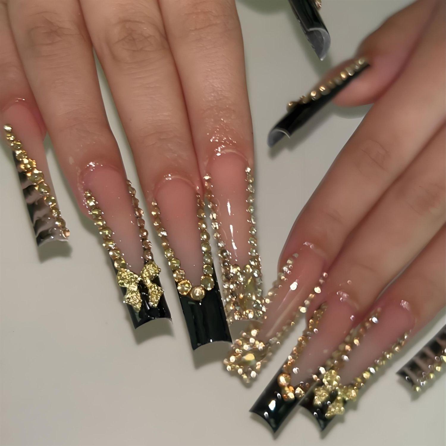 Wear Nail Long Explosive Flash Nail Wholesale Nail Piece Bow Fake Nail Rhinestone Internet Celebrity 24 Pieces Boxed Black
Wear Nail Long Explosive Flash Nail Wholesale Nail Piece Bow Fake Nail Rhinestone Internet Celebrity 24 Pieces Boxed Black