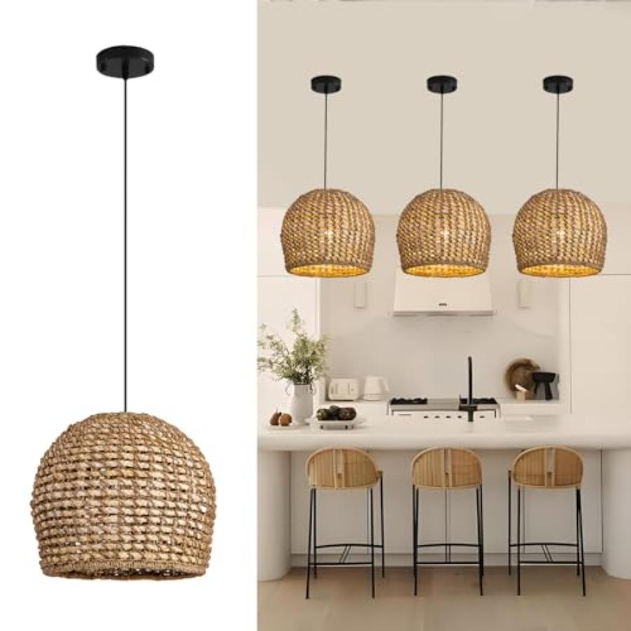13.77 Brown Rattan Pendant Light Fixtures 1-Light Boho Seagrass Pendant Light Hand Woven Water Plants Rattan Chandelier for Din
13.77 Brown Rattan Pendant Light Fixtures 1-Light Boho Seagrass Pendant Light Hand Woven Water Plants Rattan Chandelier for Din