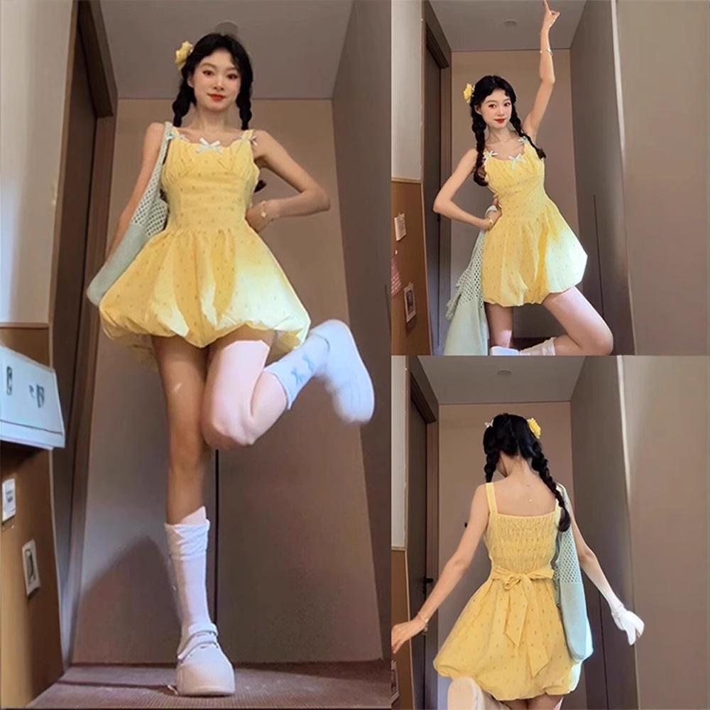 Sweet Petite Yellow Polka Dot Tulip Dress - Spaghetti Strap, Waist-Cinching, Puffy Skirt, Summer Style XL Premium
Sweet Petite Yellow Polka Dot Tulip Dress - Spaghetti Strap, Waist-Cinching, Puffy Skirt, Summer Style XL Premium