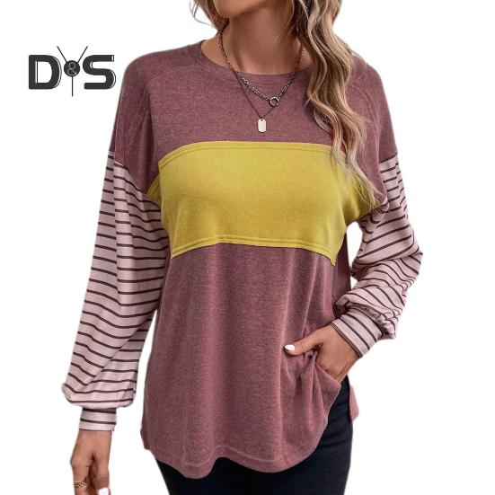 Женская футболка с круглым вырезом и длинным рукавом в полоску контрастного цвета свободного кроя, эластичная дышащая футболка-пуловер XL вино красного
Женская футболка с круглым вырезом и длинным рукавом в полоску контрастного цвета свободного кроя, эластичная дышащая футболка-пуловер XL вино красного