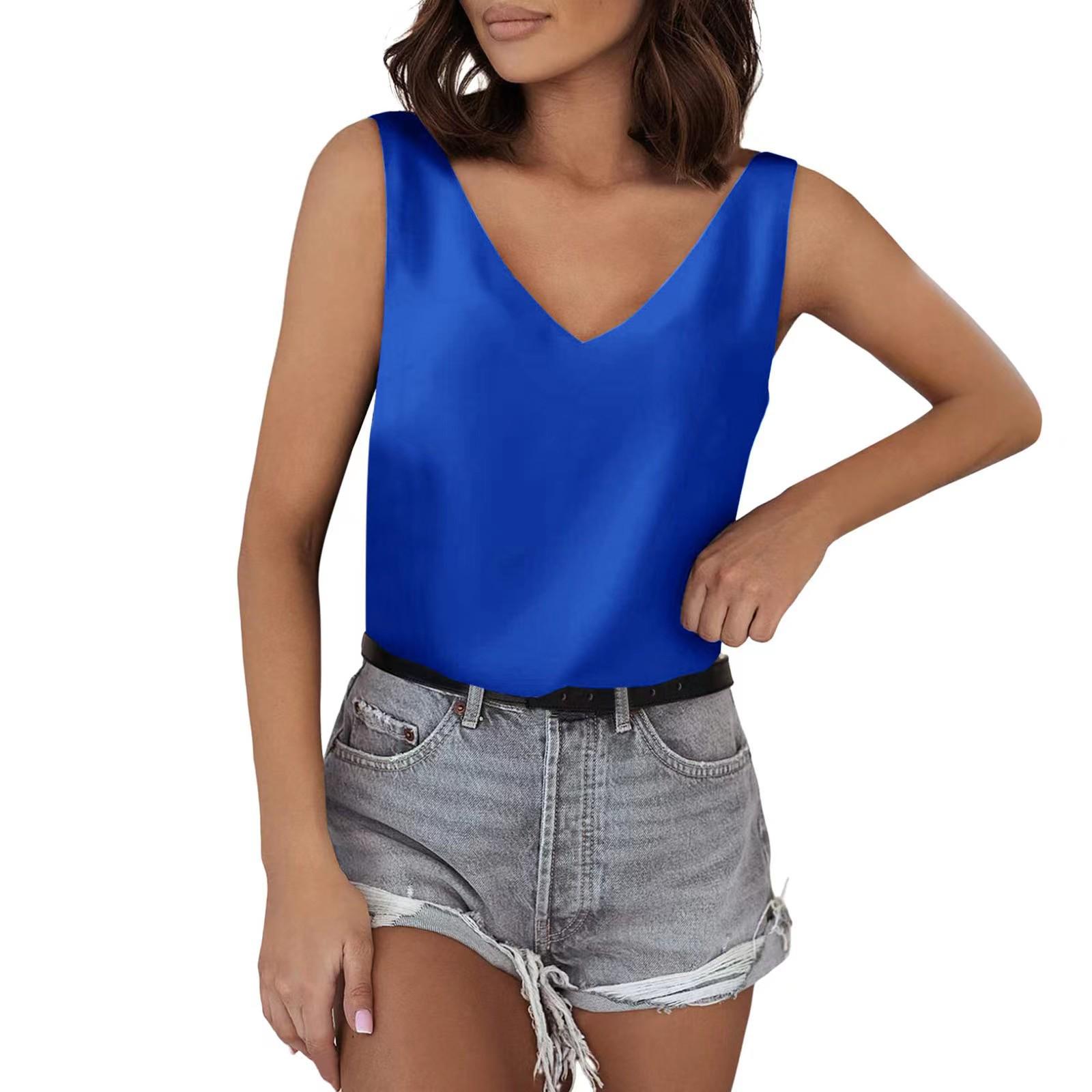 European & American Style V-Neck Satin Sleeveless Camisole M синій
European & American Style V-Neck Satin Sleeveless Camisole M синій