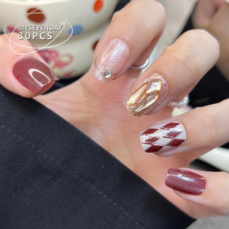 High-End Plaid Rhinestone Handmade Removable False Nails - Spicy Girl Style Handmade Nails M#10 pieces/bag
High-End Plaid Rhinestone Handmade Removable False Nails - Spicy Girl Style Handmade Nails M#10 pieces/bag