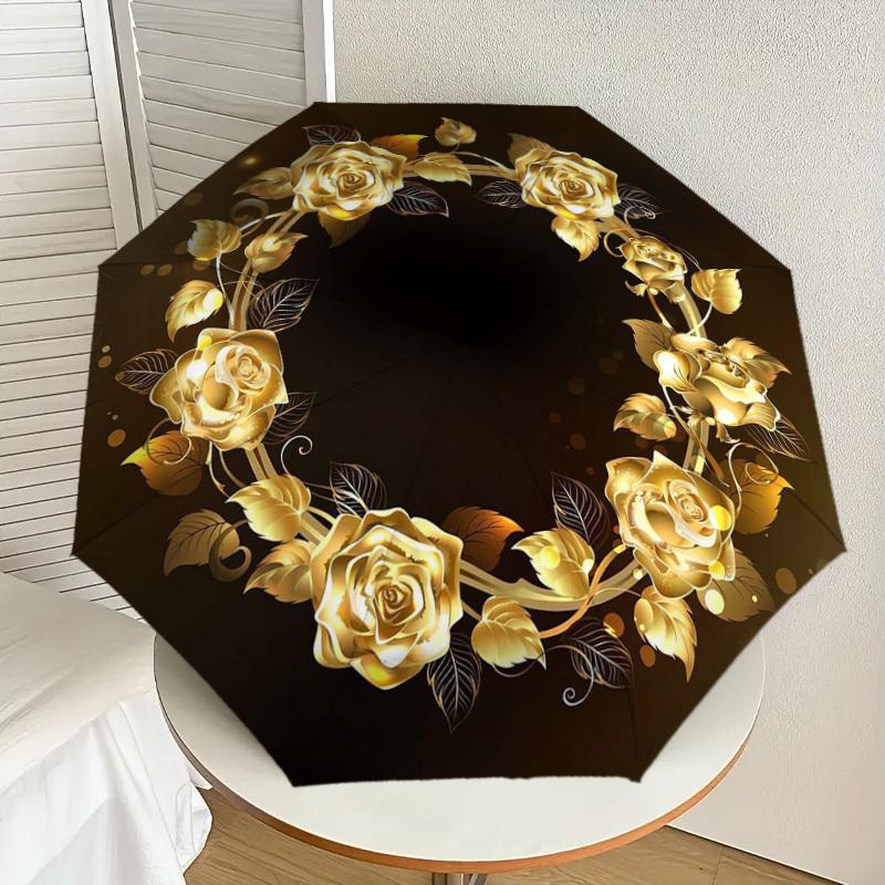 1pc Golden Rose Wreath Design Umbrella with Plastic Handle,Suitable for All Seasons Home Travel Outdoor UmbrellaDD1716
1pc Golden Rose Wreath Design Umbrella with Plastic Handle,Suitable for All Seasons Home Travel Outdoor UmbrellaDD1716