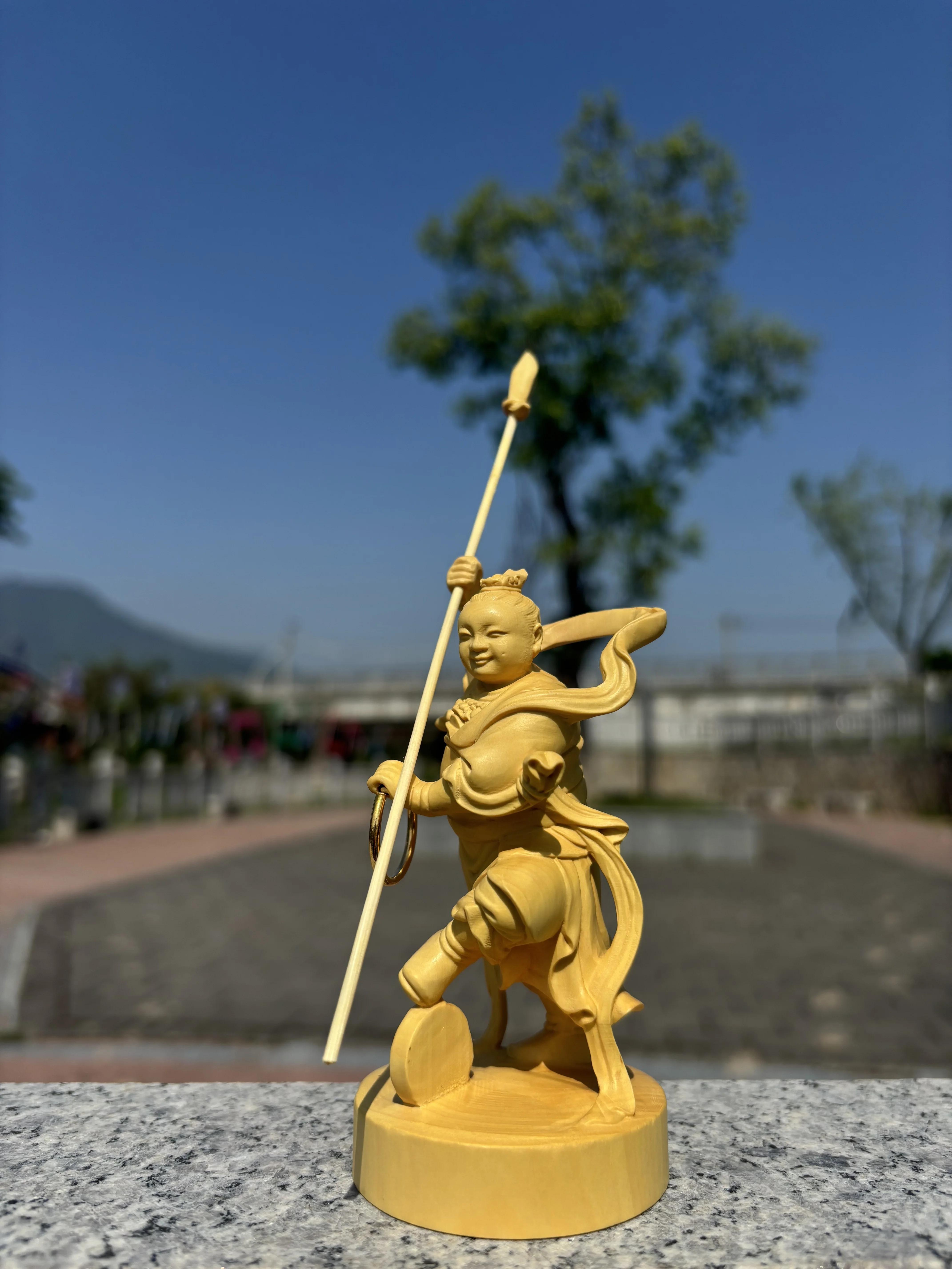 Niaohe Nectarian God Third Prince Yellowwood Wooden Buddha statue Zen decor Oriental art Meditation decor Spiritual sculpture Hand carved 11*5cm
Niaohe Nectarian God Third Prince Yellowwood Wooden Buddha statue Zen decor Oriental art Meditation decor Spiritual sculpture Hand carved 11*5cm