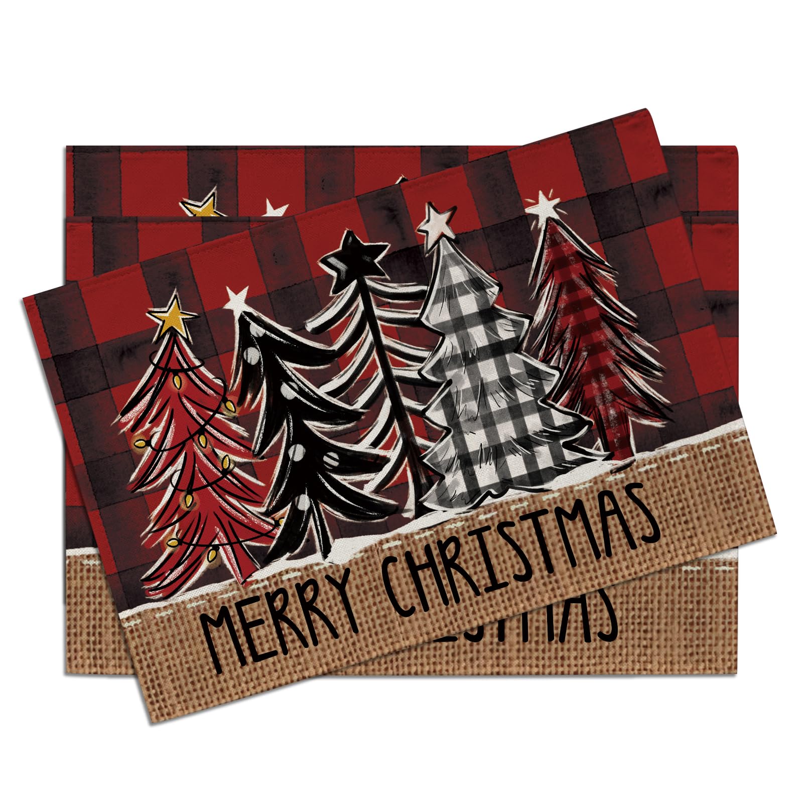 Merry Christmas Tree Placemats Set of 4, Xmas Red Black Buffalo Plaid Farmhouse Dining Place Mats Table Decor, Rustic Winter Holiday Home Kitchen Deco 4Pcs-12 X18
Merry Christmas Tree Placemats Set of 4, Xmas Red Black Buffalo Plaid Farmhouse Dining Place Mats Table Decor, Rustic Winter Holiday Home Kitchen Deco 4Pcs-12 X18