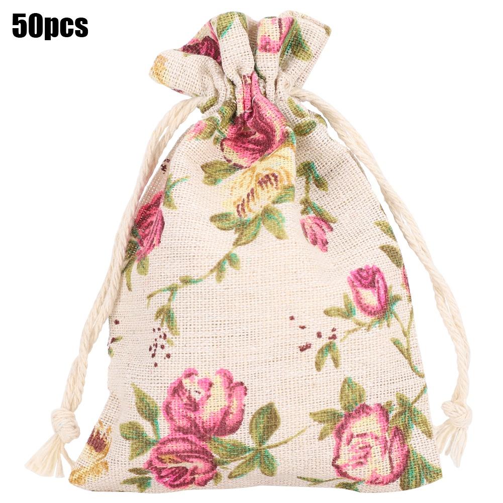 50PCs Burlap Bag Drawstring Flower‑Pattern Jewelry Packing Christmas Day Wedding Party Supplies
50PCs Burlap Bag Drawstring Flower‑Pattern Jewelry Packing Christmas Day Wedding Party Supplies