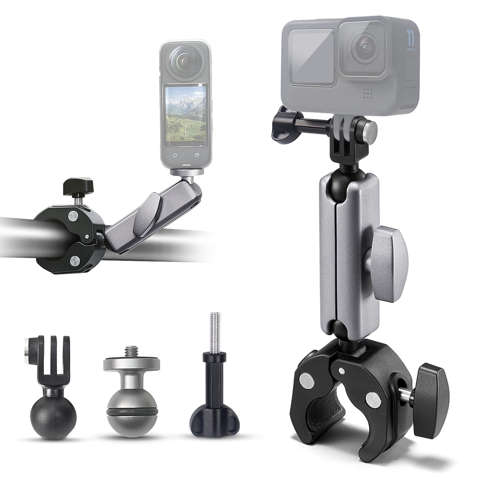 FitStill Super Rotation Angle Action Camera Clamp with Double Ball Head Design and Aluminum Alloy Bicycle and Motorcycle Clip Mount for Go Pro Hero
FitStill Super Rotation Angle Action Camera Clamp with Double Ball Head Design and Aluminum Alloy Bicycle and Motorcycle Clip Mount for Go Pro Hero