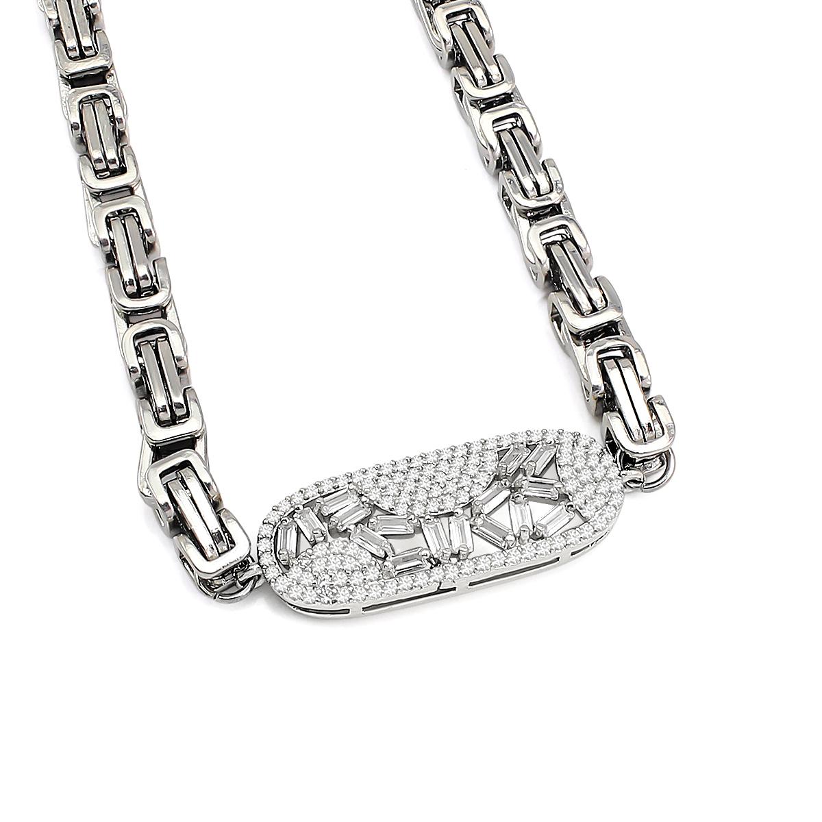 Unisex 18K Gold Plated Twisted Zircon Lightning Necklace Minimalist Style Stainless Steel Cuban Chain with Skeleton Pendant срібний
Unisex 18K Gold Plated Twisted Zircon Lightning Necklace Minimalist Style Stainless Steel Cuban Chain with Skeleton Pendant срібний