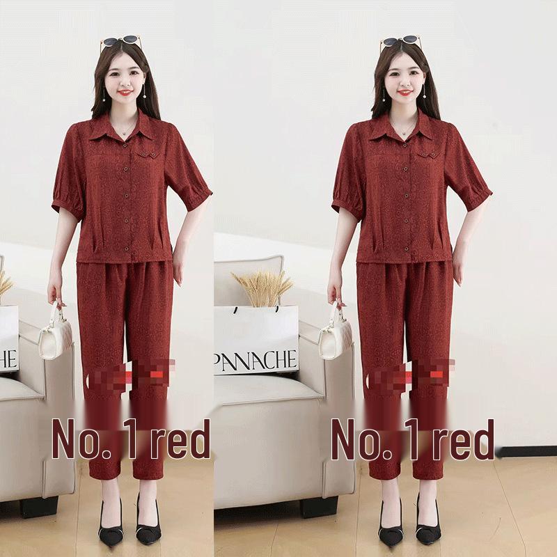 Plus Size Summer Mid-Sleeve Lapel Top with Loose Nine-Point Pants 4XL красный
Plus Size Summer Mid-Sleeve Lapel Top with Loose Nine-Point Pants 4XL красный