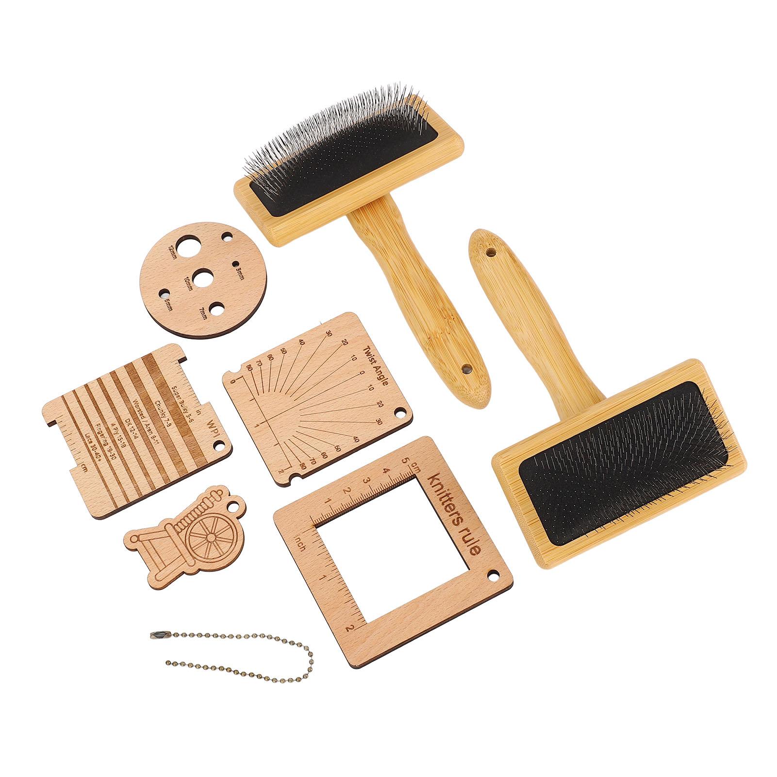 8PCS Set Wooden Knitting Gauge Wool Brush Set Wool Felting Brush and Knitting Measure Tool Kit
8PCS Set Wooden Knitting Gauge Wool Brush Set Wool Felting Brush and Knitting Measure Tool Kit