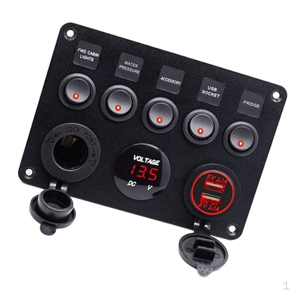 Marine rocker for boat Switch Gang Waterproof Toggle Switches w/ Digital Voltage Display 2.1A Double
Marine rocker for boat Switch Gang Waterproof Toggle Switches w/ Digital Voltage Display 2.1A Double