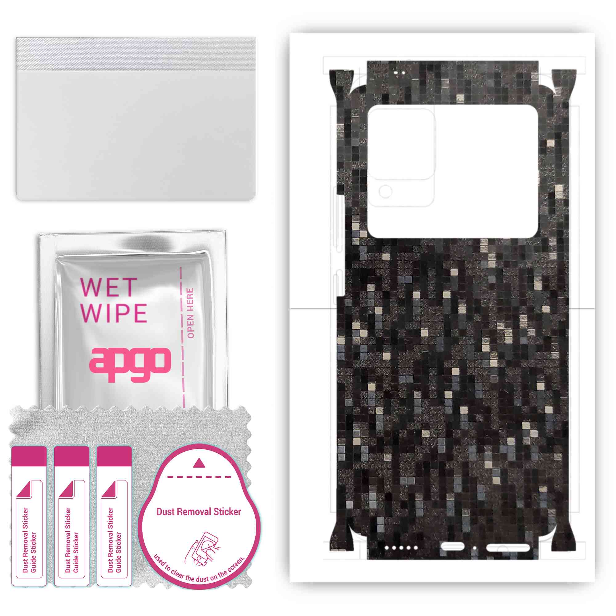 apgo Protective Skin Sticker for the back+sides compatible with Vivo X80, Full Wrap Film, Foil, Vinyl - Pattern Carbon Black Pixel
apgo Protective Skin Sticker for the back+sides compatible with Vivo X80, Full Wrap Film, Foil, Vinyl - Pattern Carbon Black Pixel