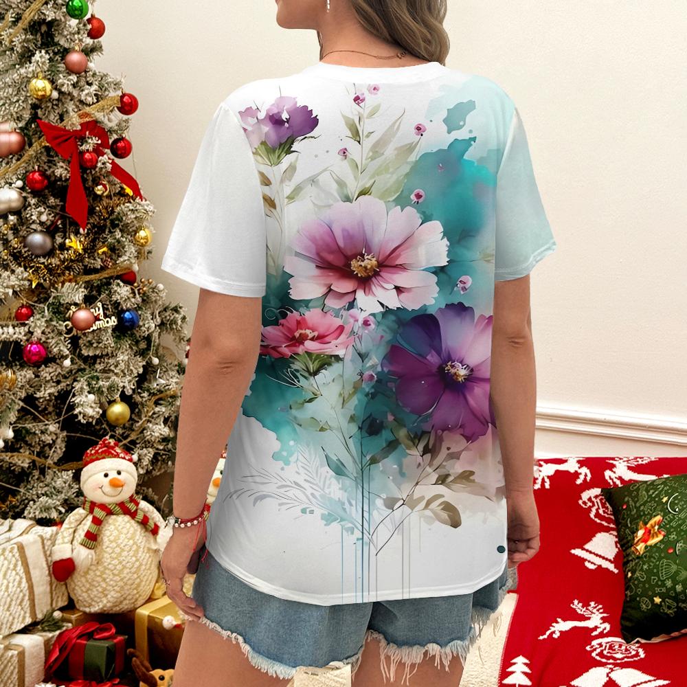 Summer Women s Pink Purple Blue Floral Print T-Shirt Watercolor Artistic Casual Style Short Sleeve 6XL
Summer Women s Pink Purple Blue Floral Print T-Shirt Watercolor Artistic Casual Style Short Sleeve 6XL