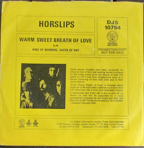 7inch Record HORSLIPS - Warm Sweet Breath Of Love DJS10754PROMO DJM Records 1976 UK Country Used
7inch Record HORSLIPS - Warm Sweet Breath Of Love DJS10754PROMO DJM Records 1976 UK Country Used