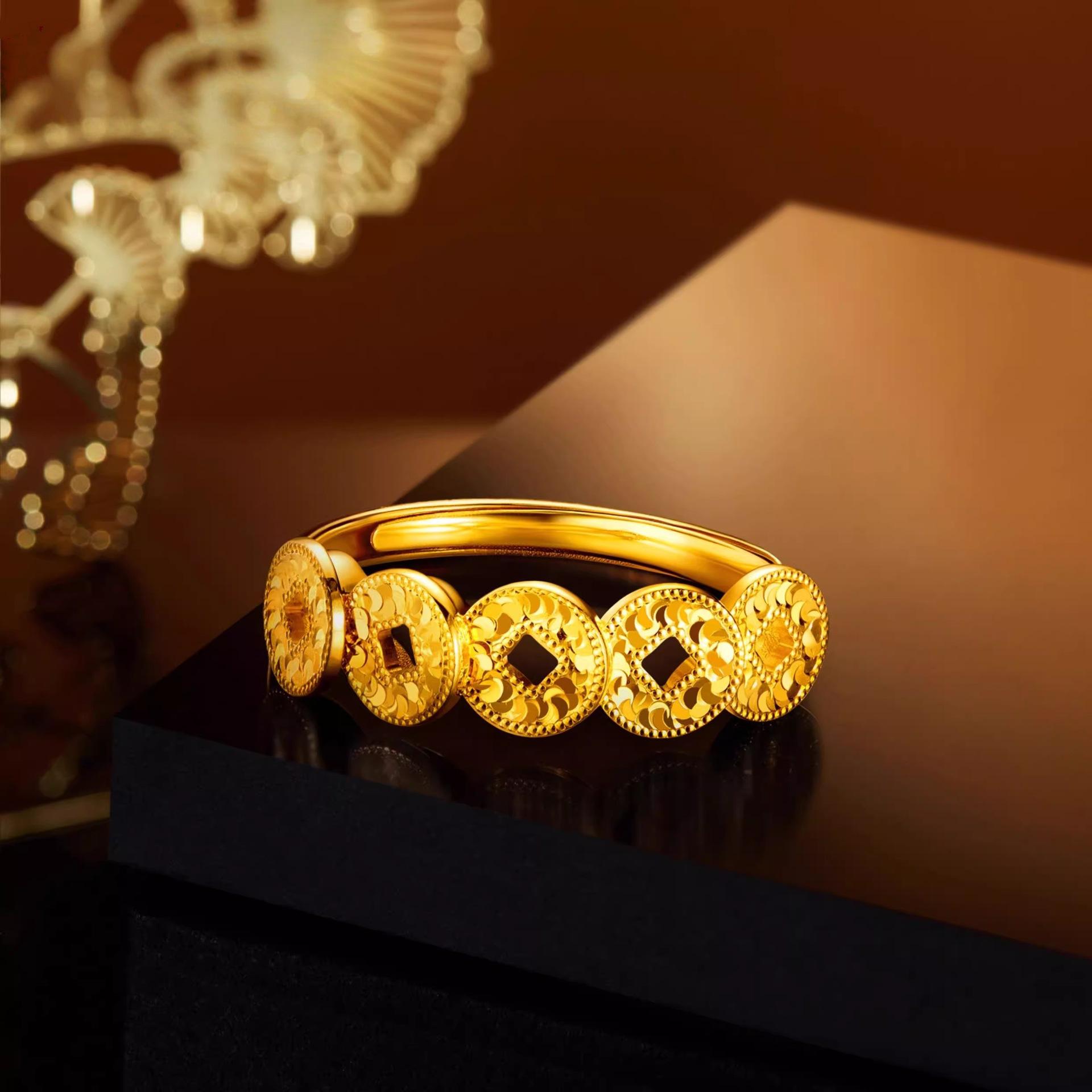 Light Luxury Crushed Ice Ice Five Emperors Money Ring Retro High-end Sense Lucky Copper Coin Craftsmanship Gold Copper Coin Ring Woman Resizable
Light Luxury Crushed Ice Ice Five Emperors Money Ring Retro High-end Sense Lucky Copper Coin Craftsmanship Gold Copper Coin Ring Woman Resizable
