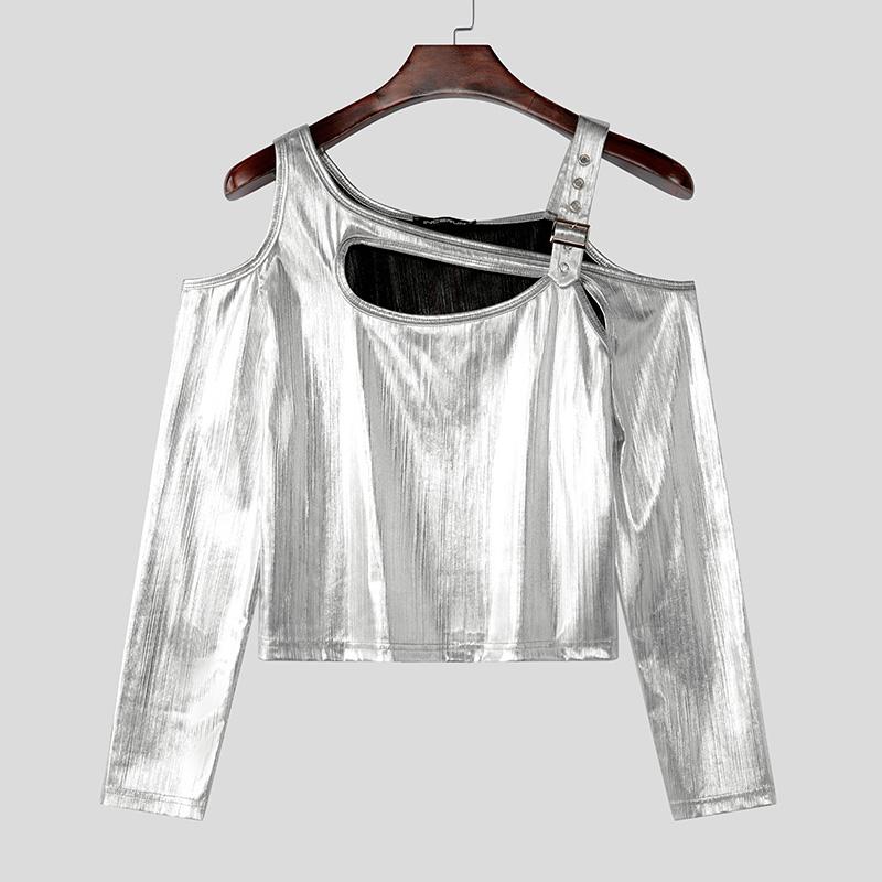 INCERUN Men Strapless Glitter Party T-shirts Irregular Cutout Short Tops 3XL срібний
INCERUN Men Strapless Glitter Party T-shirts Irregular Cutout Short Tops 3XL срібний