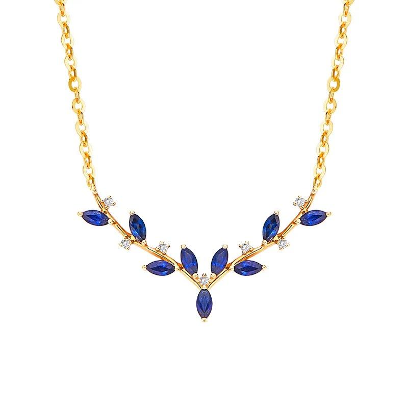 Fashion Blue Zircon Antler Pendant Necklace Clavicle Chain Women Vintage Gentle Jewelry Wedding Anniversary Gift Accessories
Fashion Blue Zircon Antler Pendant Necklace Clavicle Chain Women Vintage Gentle Jewelry Wedding Anniversary Gift Accessories